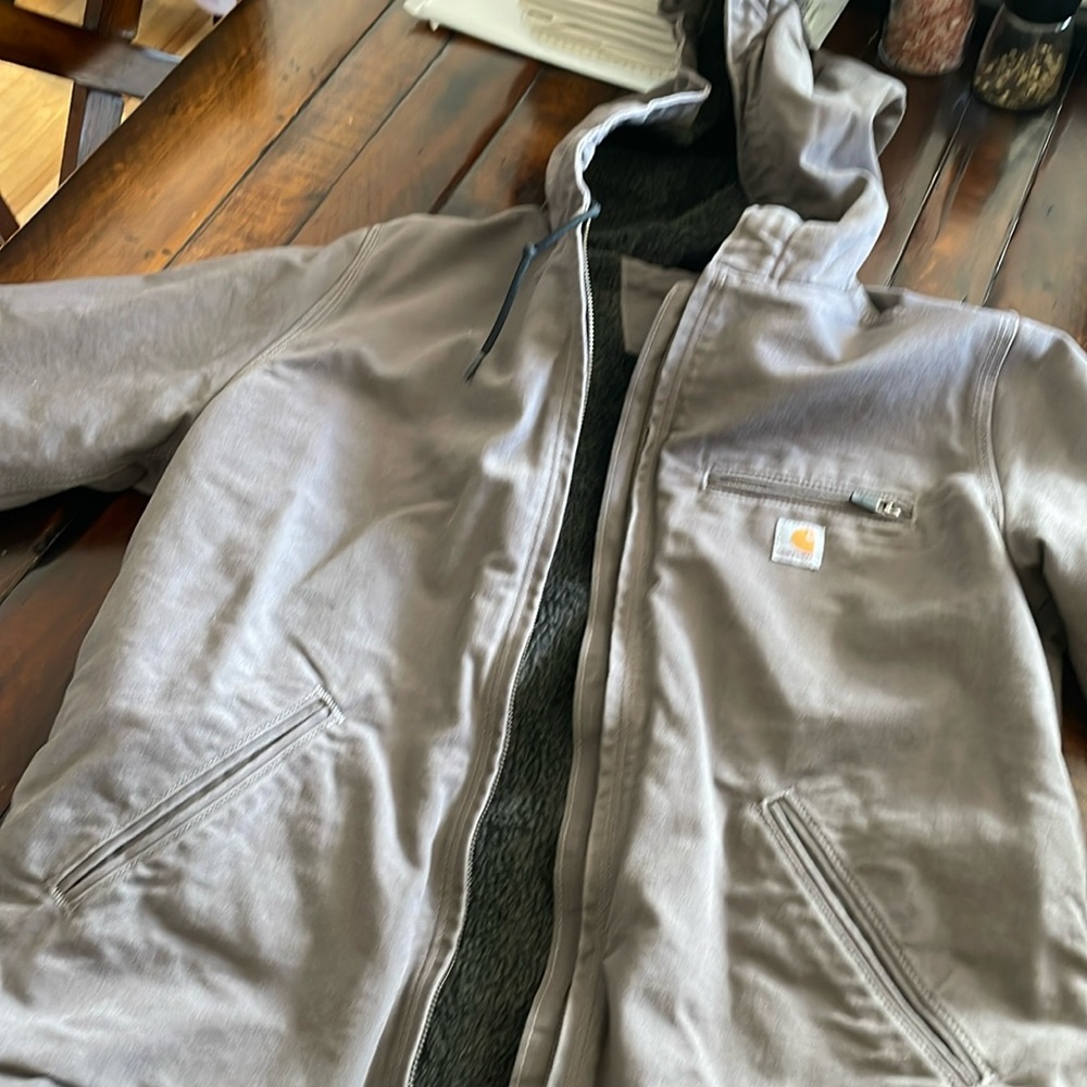 Carhartt washed duck Sherpa lined jacket